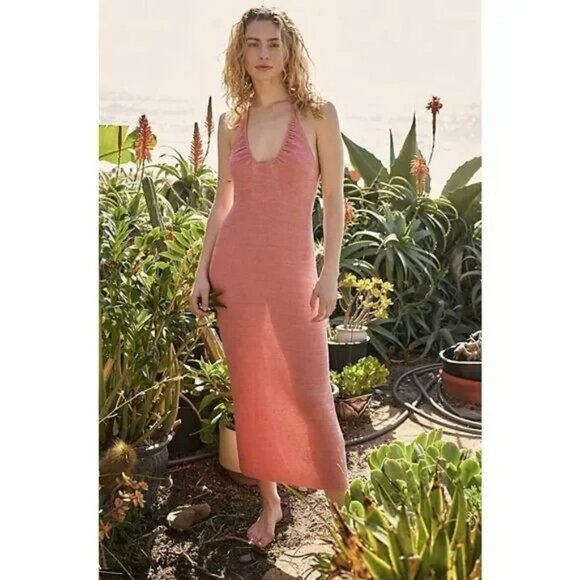 NWT FREE PEOPLE Honey Sweater Midi Dress In Rose/Tyrie.  SZ M - Picture 1 of 6